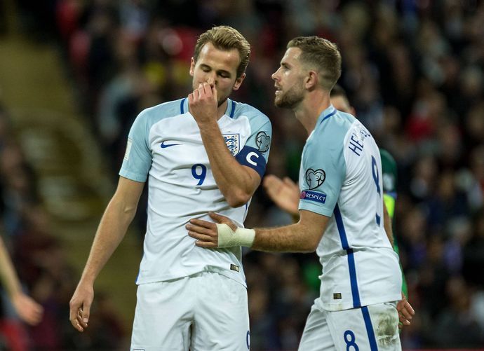 Harry Kane and Jordan Henderson playing for England