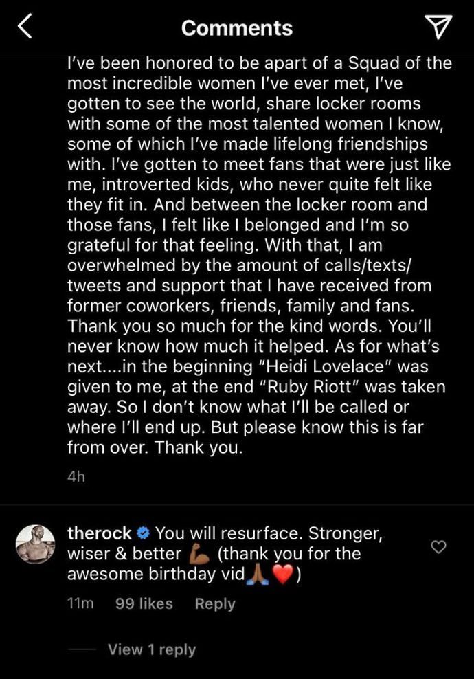 The Rock's response to Riott's emotional statement