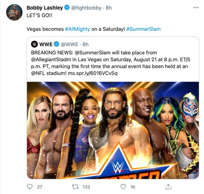 Lashley is excited for SummerSlam