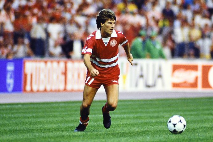 Michael Laudrup playing for Denmark in 1988 