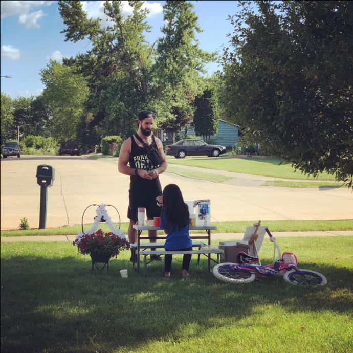 Rollins purchased lemonade from a young child this weekend. Photo credit: Adam Ernst