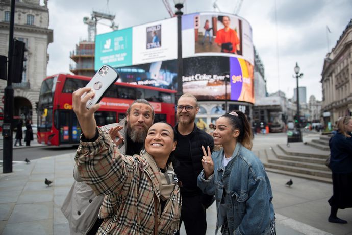 WWE stars on Piccadilly Circus
