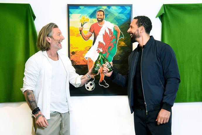 Robbie Savage had a portrait of Rio Ferdinand painted in a Wales shirt