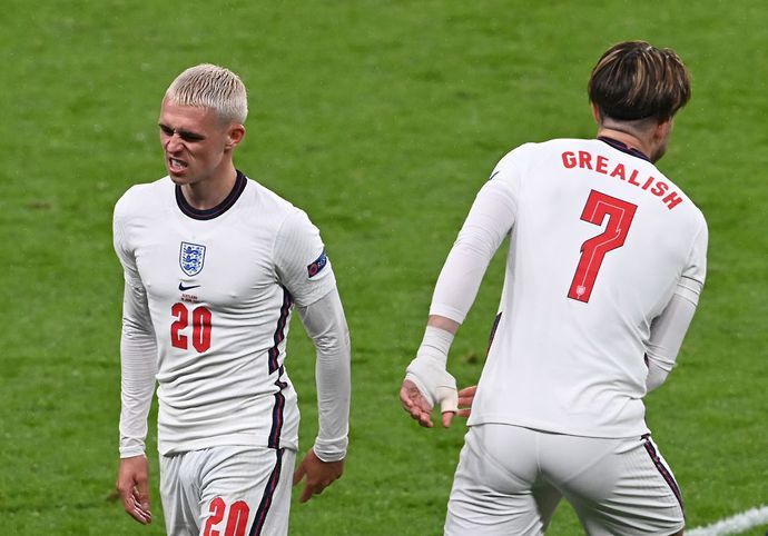 Phil Foden and Jack Grealish in action for England