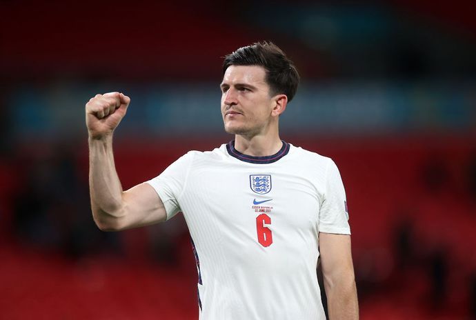 Harry Maguire in action for England