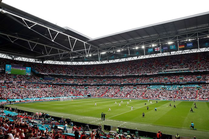 Wembley Stadium during the Euro 2020 Last 16 tie between England and Germany.