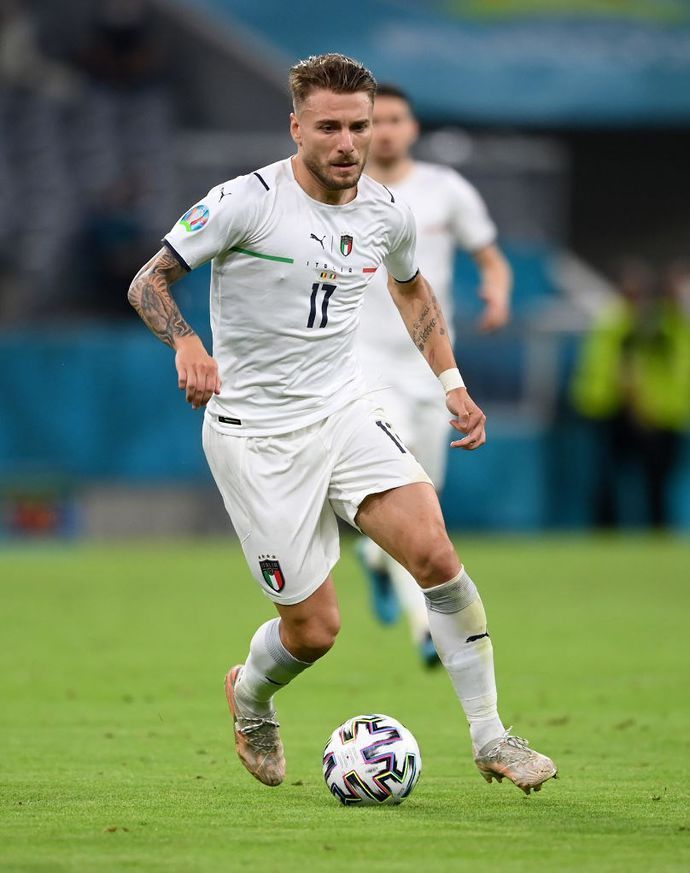 Ciro Immobile in action for Italy vs Belgium