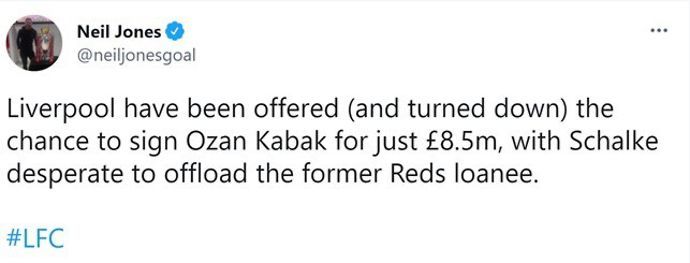 Neil Jones reveals that Liverpool have turned down the opportunity to sign Ozan Kabak