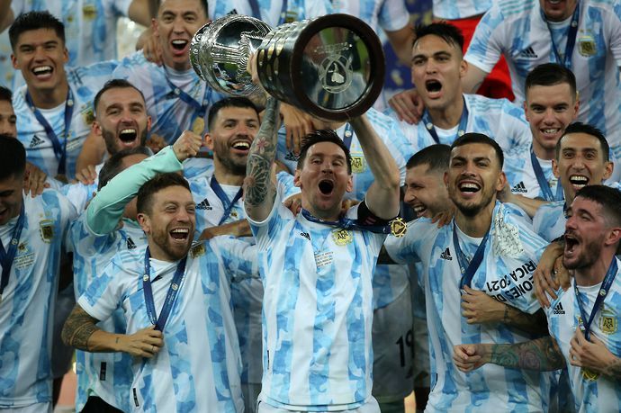 Argentina with the Copa America trophy