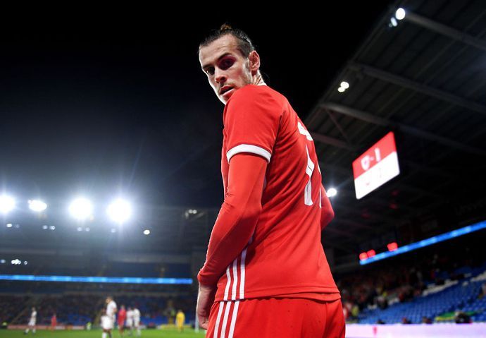 Gareth Bale playing for Wales in Cardiff