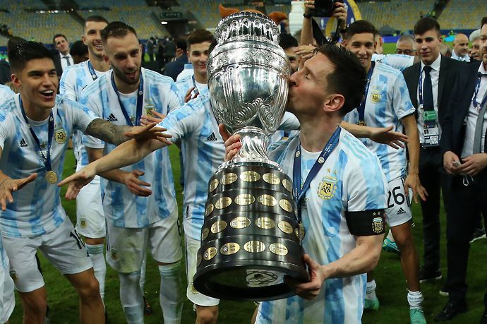 Messi with the Copa America trophy