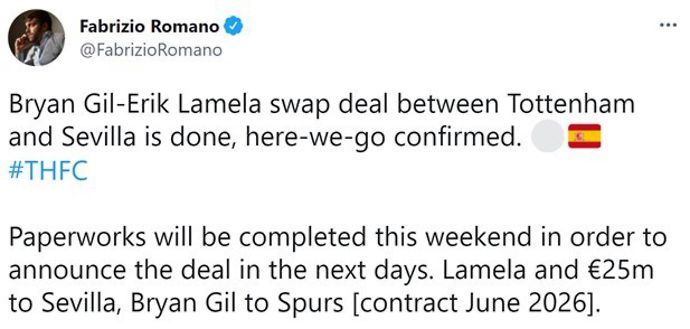 Fabrizio Romano reveals contract details on Tottenham bound Bryan Gil