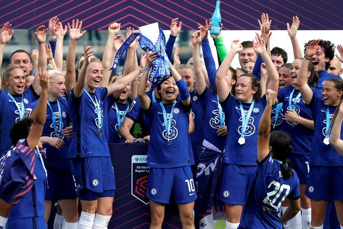 Chelsea lift the Women's Super League trophy