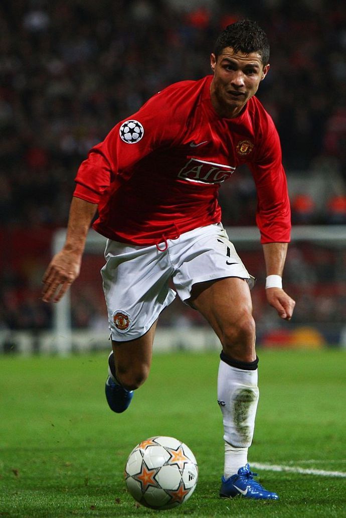 Cristiano Ronaldo in action for Man United vs Roma