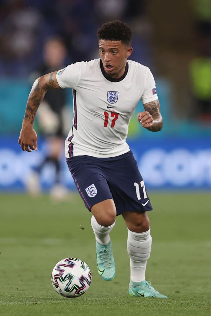 Jadon Sancho in action for England at Euro 2020