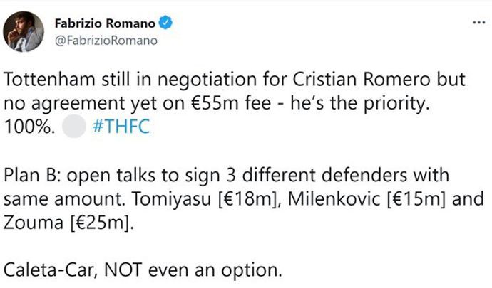 Fabrizio Romano reveals Tottenham interest in Zouma