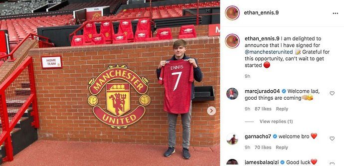 Ethan Ennis signs for Man United from Liverpool