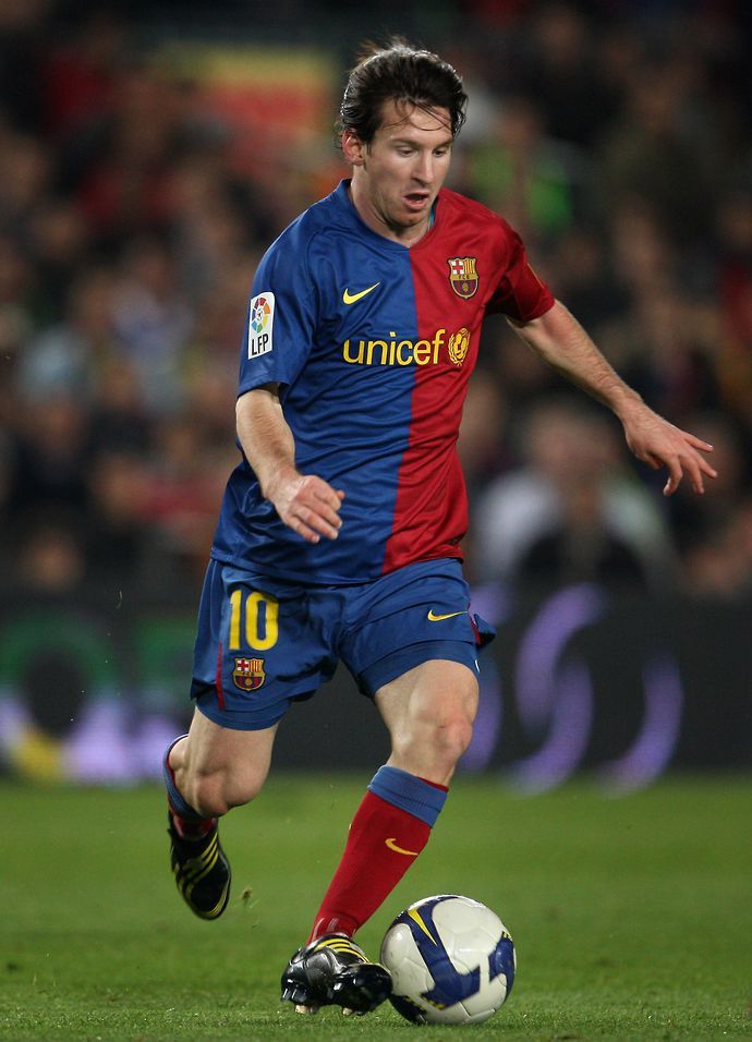 Messi in 2008 with Barcelona