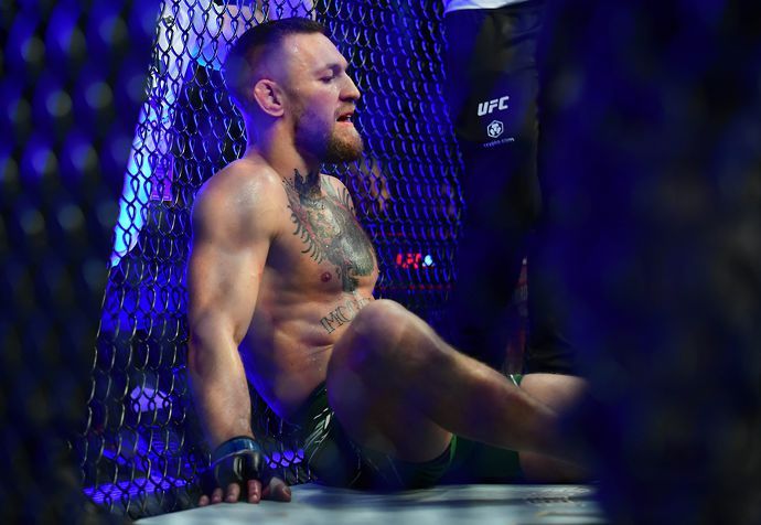 Conor McGregor looks forlorn after losing to Dustin Poirier at UFC 264 in Las Vegas