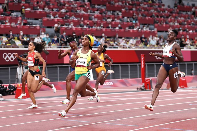 Shelly-Ann Fraser-Pryce is in the women's 100m Olympic final