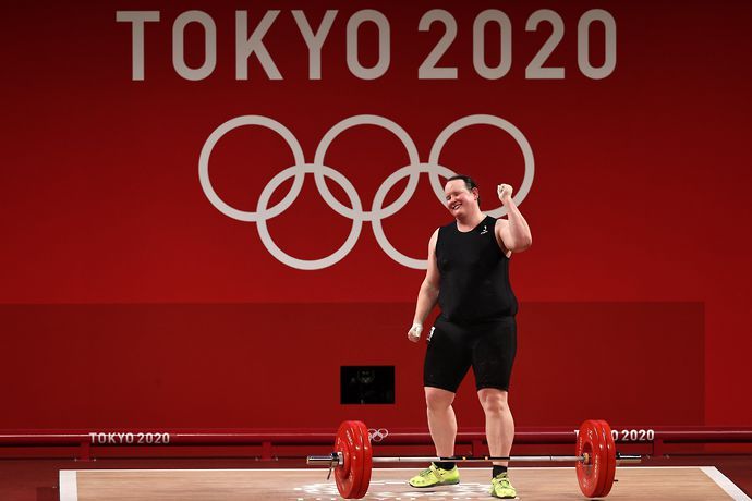 New Zealand's transgender weightlifter Laurel Hubbard competing at the Tokyo 2020 Olympics