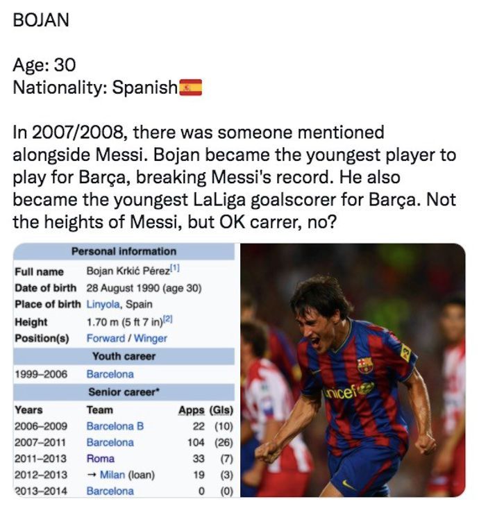 Bojan wasn't the next Lionel Messi
