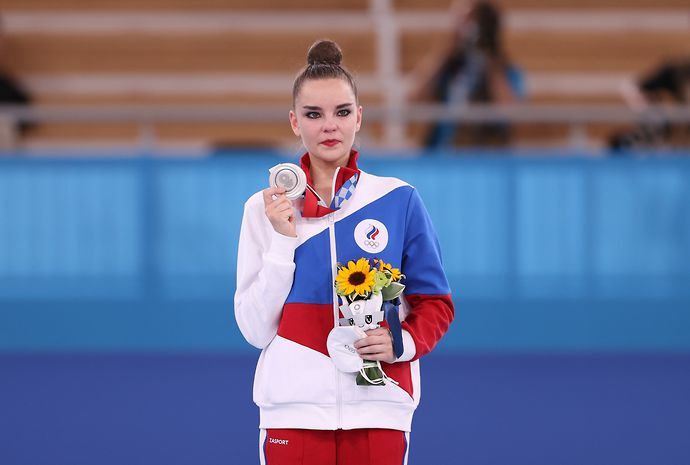 Dina Averina earned a silver medal in the rhythmic gymnastics competition at the Tokyo 2020 Olympic Games 