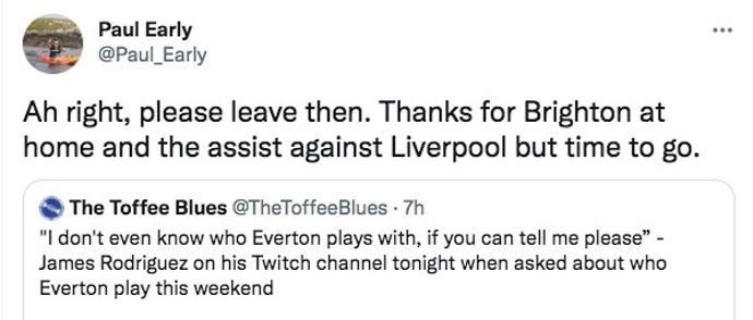 Everton fans react to James Rodriguez's comments