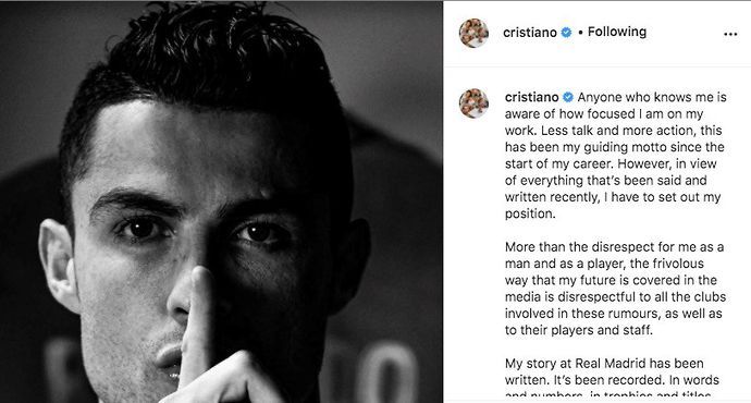 Cristiano Ronaldo released a statement