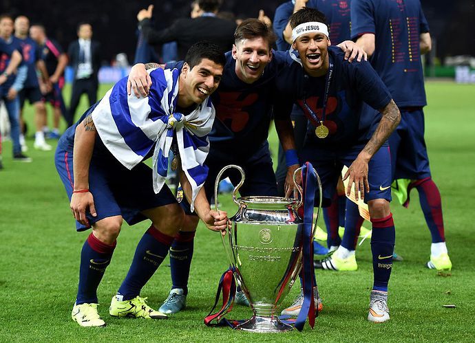 Barcelona celebrate winning the Champions League in 2015