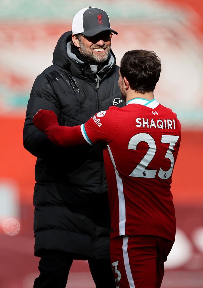 Jurgen Klopp and Xherdan Shaqiri at Liverpool