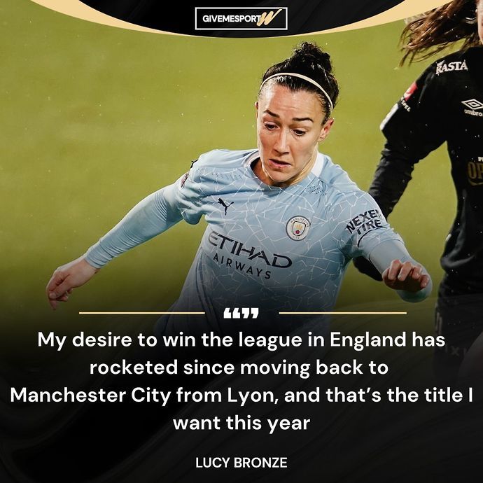 Lucy Bronze is hoping to win the Women's Super League with Manchester City