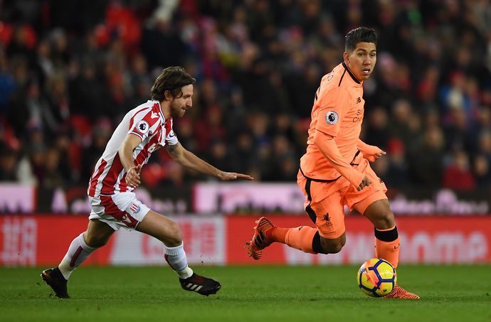 Firmino at Stoke away in 2017