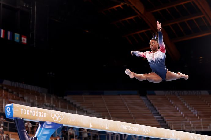 Simone Biles earned a bronze medal in the balance beam at the Tokyo 2020 Olympic Games