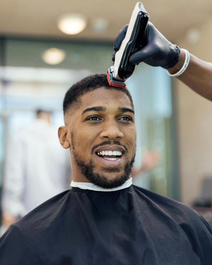 Anthony Joshua started off his day with a trip to the barbers