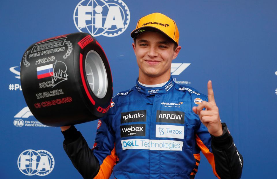 Russian GP Lando Norris takes pole in Sochi with Lewis Hamilton fourth