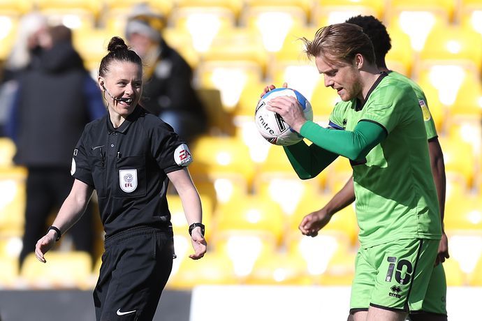 Rebecca Welch referees in the English Football League