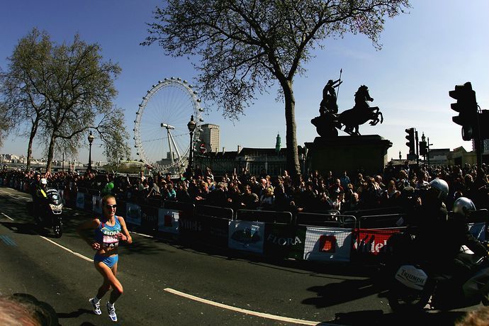 Paula Radcliffe competing at the London Marathon