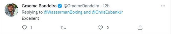Graeme Bandeira reacts to footage of Chris Eubank Jr signing a fan's microwave