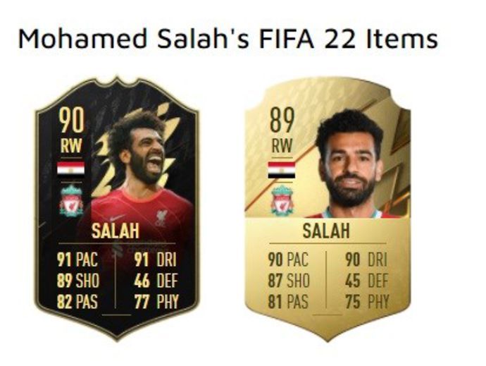 Mohamed Salah's FIFA Ultimate Team cards in FIFA 22.