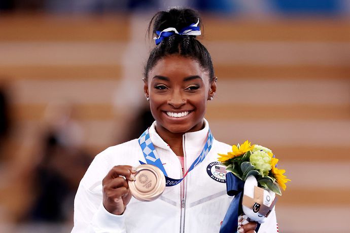 Simone Biles earned a bronze medal at the Tokyo 2020 Olympic Games