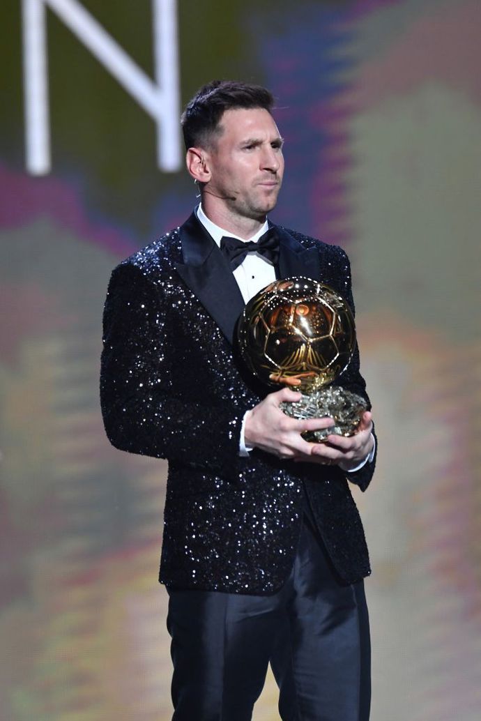 Lionel Messi with the 2021 Ballon d'Or