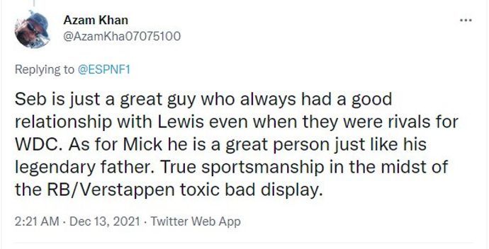 Fans react to Sebastian Vettel and Mick Schumacher consoling Lewis Hamilton