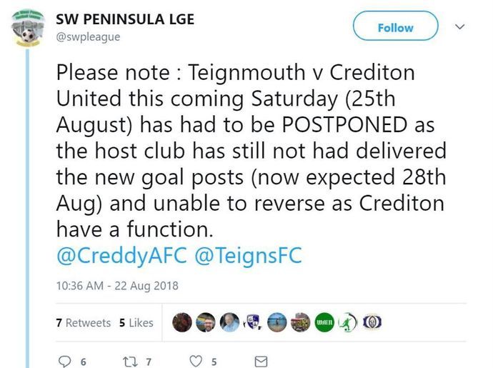 Teignmouth postponement tweet
