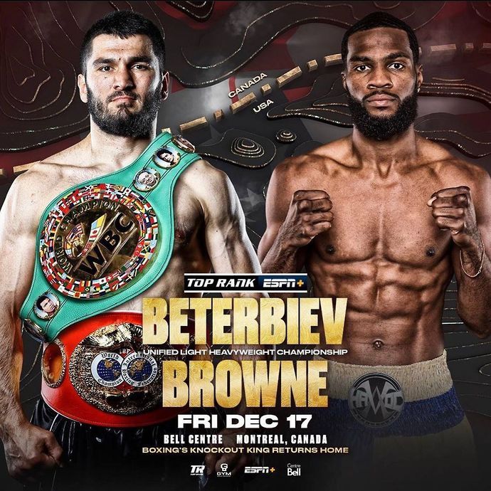 Artur Beterbiev will defend his IBF and WBC light heavyweight titles against Marcus Browne on December 17