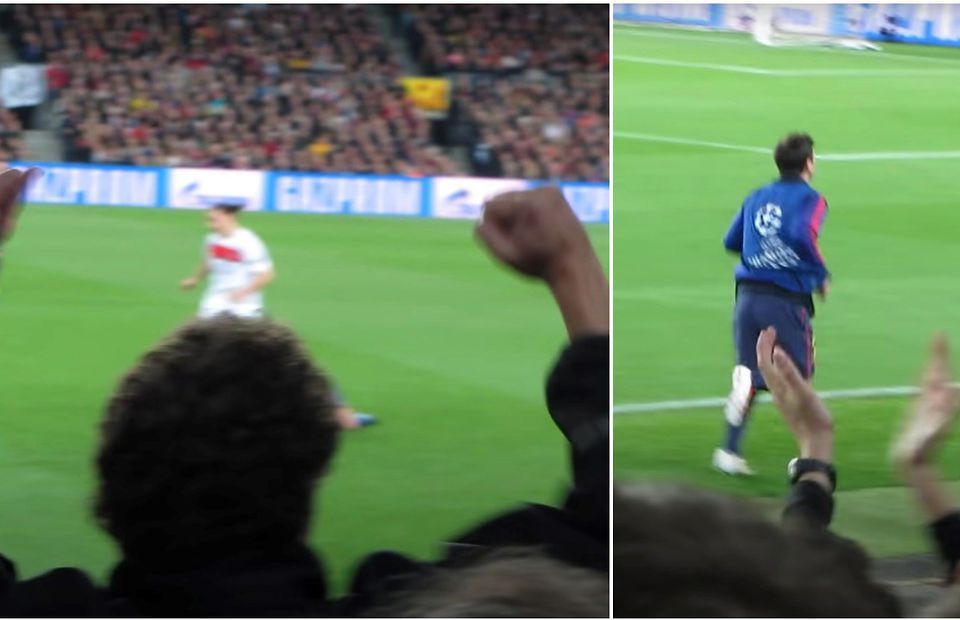 Lionel Messi Barcelona Fans Celebrating Him Warming Up Vs Psg Like