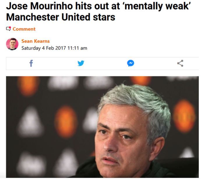 Jose Mourinho hits out at Man Utd stars headline.