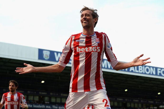 Peter Crouch celebrates while at Stoke City