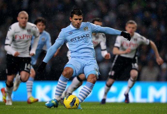 Sergio Aguero playing for Manchester City.