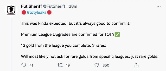 FIFA 22 TOTY Leaks Reveal Premium League Upgrade SBC will go live during Promo